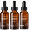 Ensemble de 3 Sérums Visage Jour & Nuit – Vitamine C et E, Acide Hyaluronique, Rétinol et Petit Flacon Brun