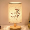 Lampe de Table Nordique en Bois Naturel et Abat-Jour Floral