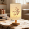 Lampe de Table Nordique en Bois Naturel et Abat-Jour Floral