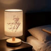 Lampe de Table Nordique en Bois Naturel et Abat-Jour Floral