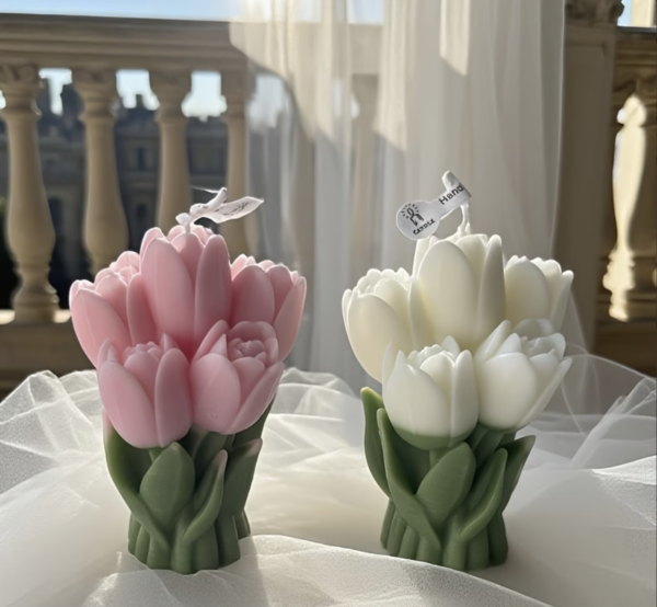 Bougie Parfumée Fleurs de Tulipes d'Ambiance Festive