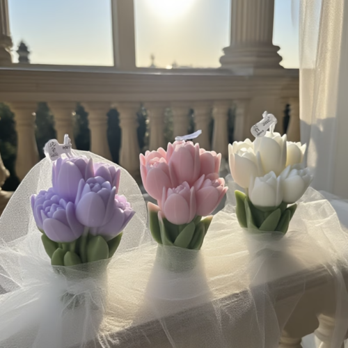Bougie Parfumée Fleurs de Tulipes d'Ambiance Festive