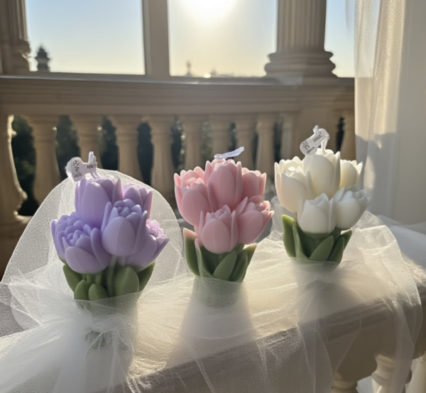 Bougie Parfumée Fleurs de Tulipes d'Ambiance Festive