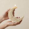 Bougie Sculpturale Lune en Relief 3D Style Minimaliste