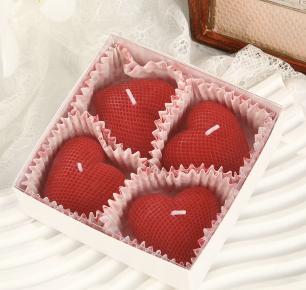 Pack de 4 Bougies Parfumées en Forme de Cœur
