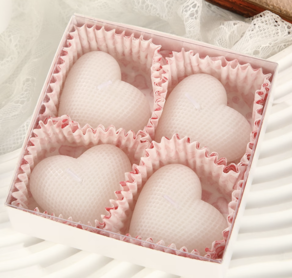Pack de 4 Bougies Parfumées en Forme de Cœur