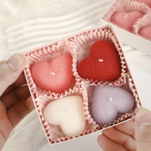 Pack de 4 Bougies Parfumées en Forme de Cœur