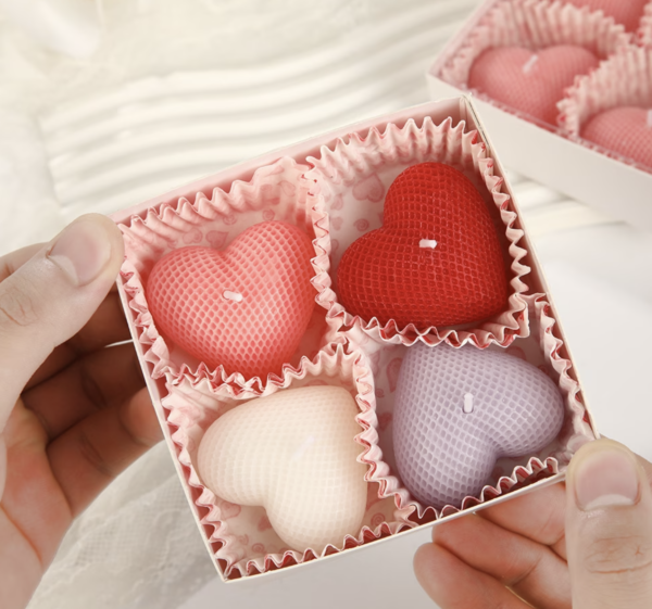 Pack de 4 Bougies Parfumées en Forme de Cœur