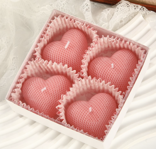 Pack de 4 Bougies Parfumées en Forme de Cœur