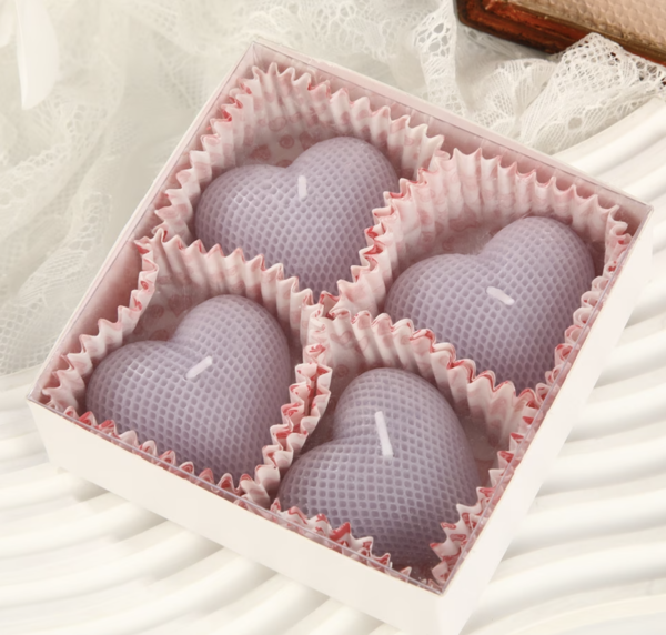 Pack de 4 Bougies Parfumées en Forme de Cœur