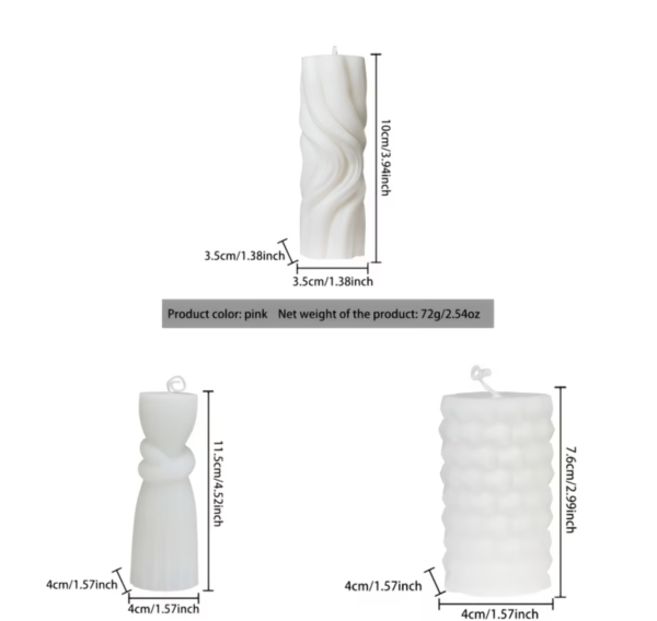 Lot de 3 Bougies Parfumées Cylindriques Géométriques