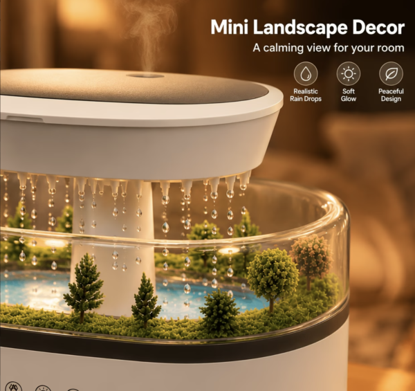 Mini Fontaine d'Ambiance Lumineuse et Diffuseur Style Paysager