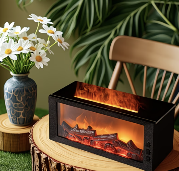 Diffuseur d'Huiles Essentielles Silencieux 300ml à Effet Feu de Bois