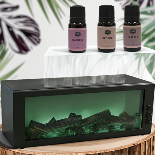 Diffuseur d'Huiles Essentielles Silencieux 300ml à Effet Feu de Bois