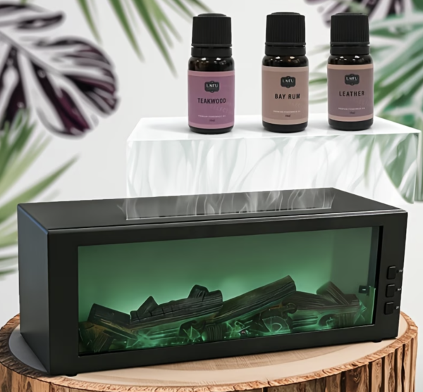 Diffuseur d'Huiles Essentielles Silencieux 300ml à Effet Feu de Bois