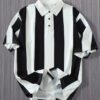 Polo Homme à Larges Rayures Noires et Blanches – Col Structuré Style Rétro Chic