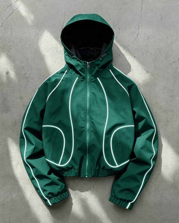 Veste légère à capuche - Manteau de sport à zip avec bordure blanche