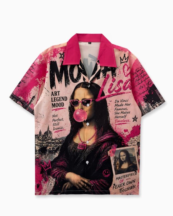 Chemise Imprimée Portrait Fantaisiste – Style Rétro Classique, Hip-Hop Rock et Esprit Hawaïen