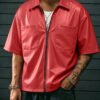Veste Homme à Manches Courtes – Double Poche Poitrine, Style Street et Fermeture Éclair