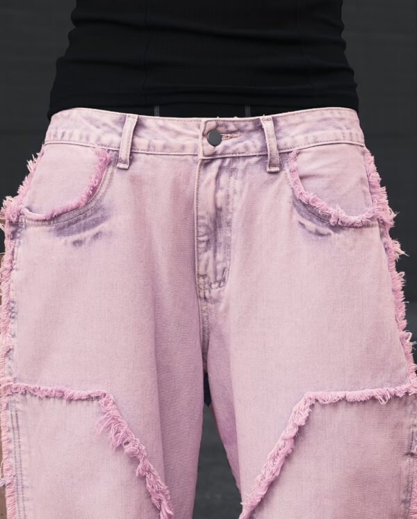 Jean Large pour Homme – Coupe Décontractée, Détails Effilochés Toutes Saisons