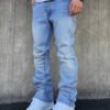 Pantalon Denim pour Homme – Couleur American Blue, Coupe Fine et Bas Large Élastique High Street
