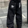 Jean Droit Ample pour Homme – Motif Graffiti Streetwear, Coupe Loose et Tissu Stretch