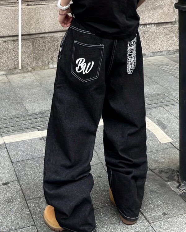 Jean Droit Ample pour Homme – Motif Graffiti Streetwear, Coupe Loose et Tissu Stretch