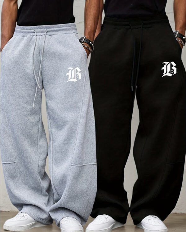 Lot de 2 Pièces Pantalons Décontractés pour Homme Geng Yuanshi OBM – Taille Élastique avec Cordon de Serrage, Collection Automne/Hive