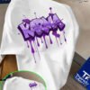 T-Shirt KARMA Violet – Style Graffiti Drip, Coupe Décontractée en Tricot Lâche