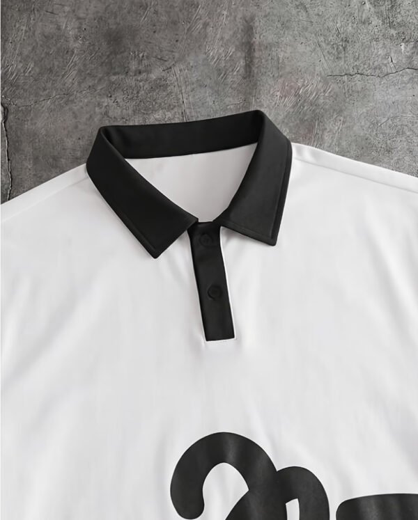 Rectangle 1004 Polo Homme à Manches Courtes – Style Minimaliste et Col Imprimé Graphique