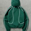 Veste légère à capuche - Manteau de sport à zip avec bordure blanche