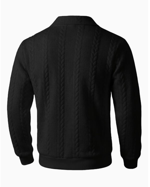 Sweat-Shirt d'Automne-Hiver pour Homme – Maille Jacquard Tendance, Col à Revers et Fermeture Éclair