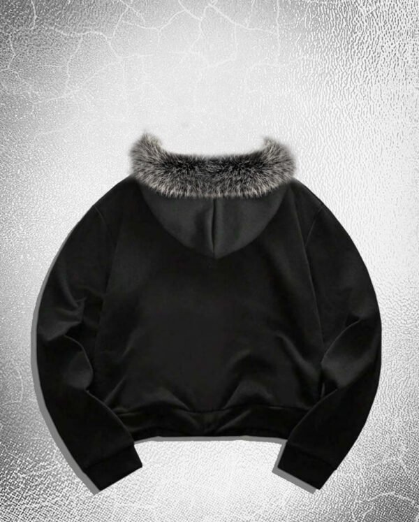 Rectangle 1004 Veste Sweat à Capuche pour Homme – Imprimé Étoiles Rétro, Coupe Ample et Col en Fausse Fourrure