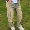 Jean Cargo Décontracté pour Homme – Coupe Loose Fit à Jambe Droite, Lavage Vintage et Motif Tie-Dye