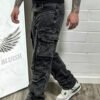 Jean Denim Épais pour Homme – Style High-Street, Design Cargo Multi-Poches et Coupe Ample Droite