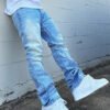 Pantalon Denim pour Homme – Couleur American Blue, Coupe Fine et Bas Large Élastique High Street