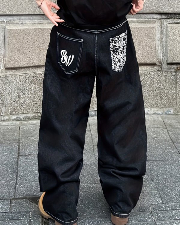 Jean Droit Ample pour Homme – Motif Graffiti Streetwear, Coupe Loose et Tissu Stretch