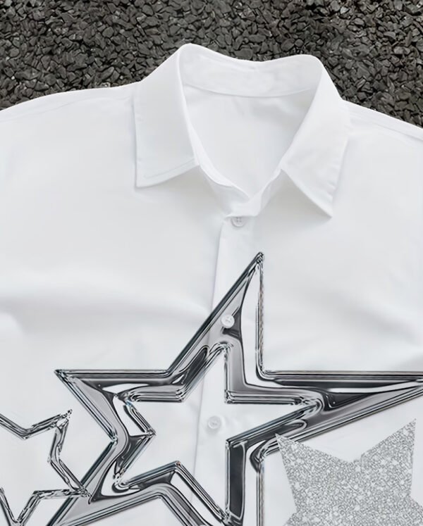 Chemise Homme Manches Courtes Été Décontractée – Coupe Ample, Longueur Courte et Imprimé Créatif