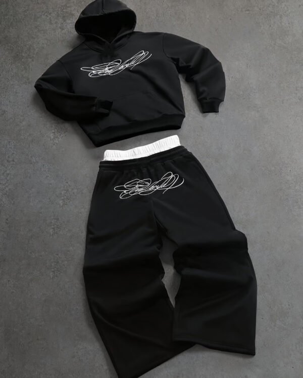 Ensemble Survêtement 2 Pièces Homme – Sweat à Capuche Imprimé et Pantalon à Jambes Larges Streetwear
