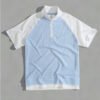 Polo d'Été pour Homme en Tricot Gaufré – Coupe Ample, Col Zippé Demi-Ouvert et Design Patchwork