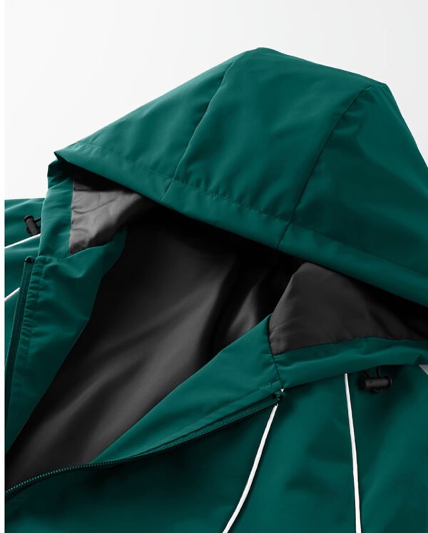 Veste légère à capuche - Manteau de sport à zip avec bordure blanche