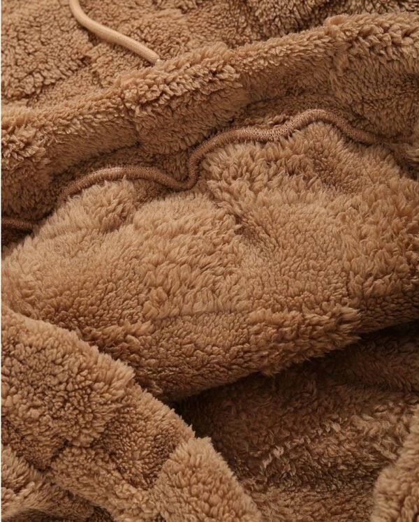 Pull à Capuche Décontracté pour Homme en Tissu Jacquard à Carreaux – Doublure Pelucheuse Automne/Hiver