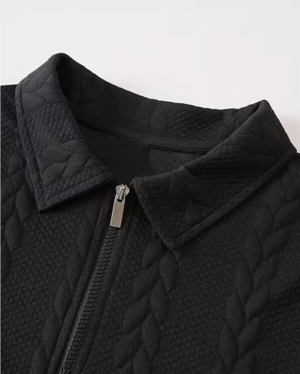 Sweat-Shirt d'Automne-Hiver pour Homme – Maille Jacquard Tendance, Col à Revers et Fermeture Éclair