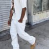 Pantalon Homme Décontracté Ample – Style Vintage Lavé, Coupe Droite Hip-Hop Streetwear