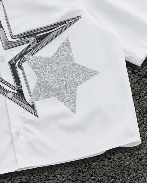 Chemise Homme Manches Courtes Été Décontractée – Coupe Ample, Longueur Courte et Imprimé Créatif