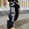 Jean Cargo Décontracté pour Homme – Coupe Loose Fit à Jambe Droite, Lavage Vintage et Motif Tie-Dye