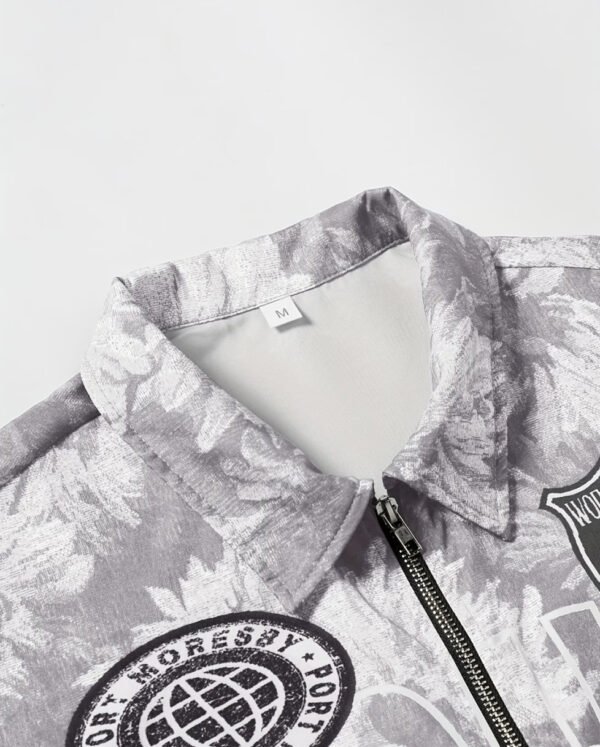 Chemise Florale Marron Style Rétro – Imprimé Graphique et Logo Tendance Mode