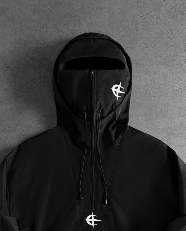 Veste à Capuche Style Ninja pour Homme – Pull Coupe-Vent Cyberpunk à Mi-Fermeture
