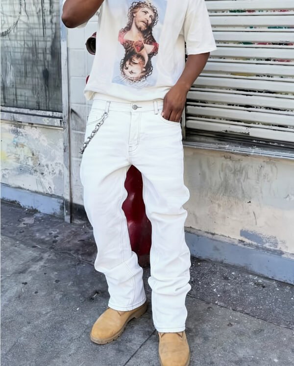 Pantalon Homme Décontracté Ample – Style Vintage Lavé, Coupe Droite Hip-Hop Streetwear