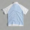 Polo d'Été pour Homme en Tricot Gaufré – Coupe Ample, Col Zippé Demi-Ouvert et Design Patchwork